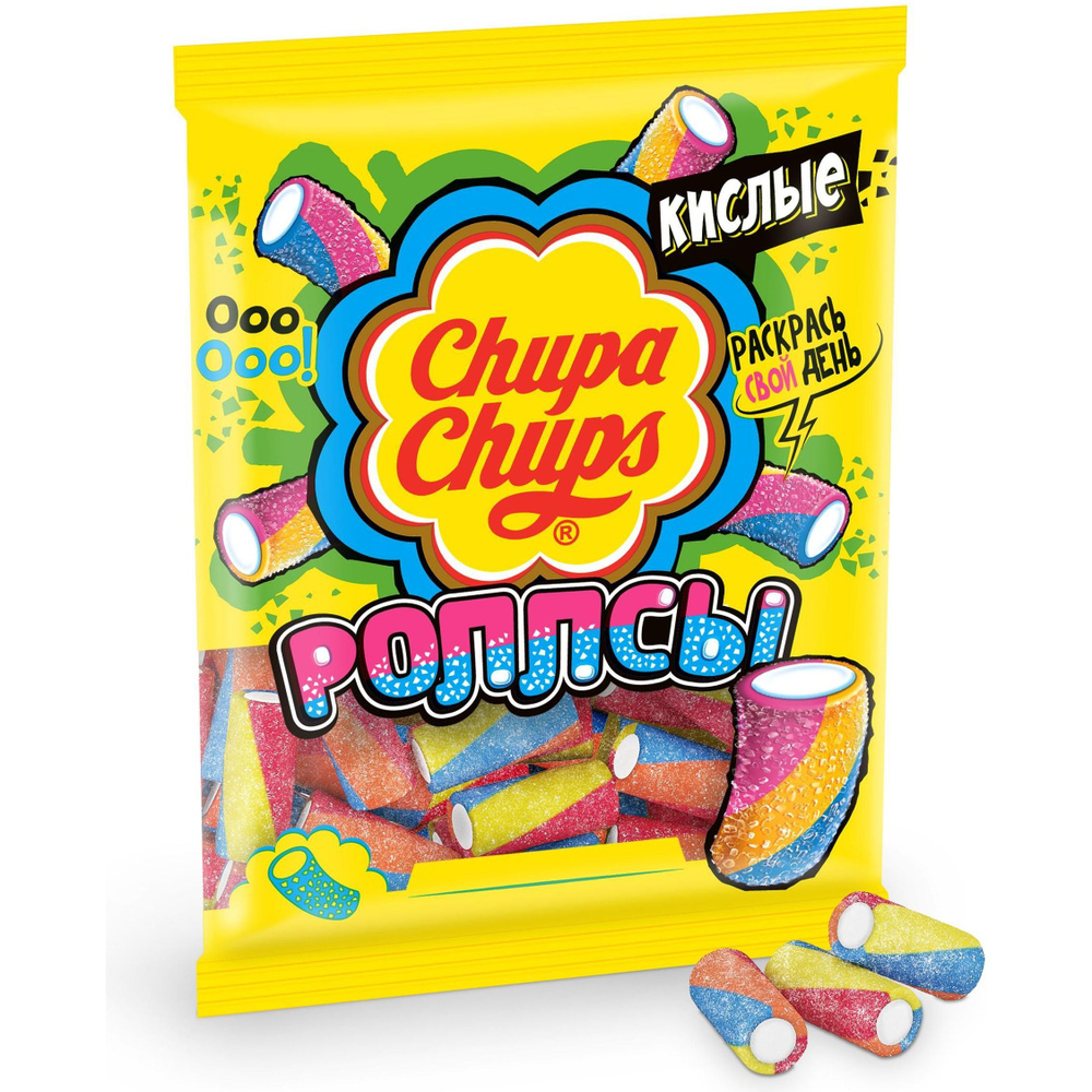 Мармелад Chupa Chups кислые роллсы жевательный 70 г #1