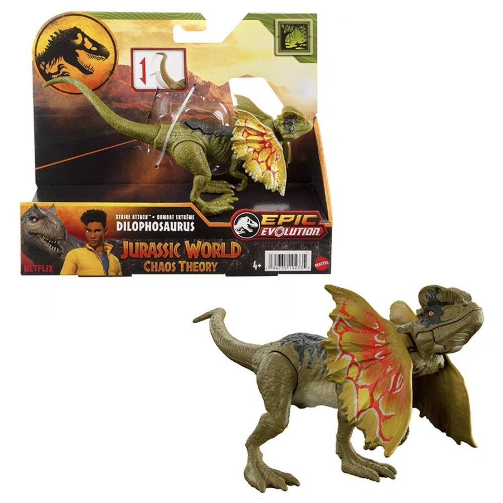 игрушки mattel фигурки Jurassic World Strike Attack Dilophosaurus Dinosaur Action Figure Toy With Single #1