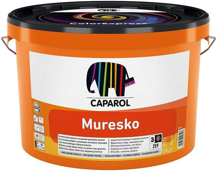 Caparol Muresko/Капарол Муреско, 10л,База 3(Прозрачная),фасадная краска  #1