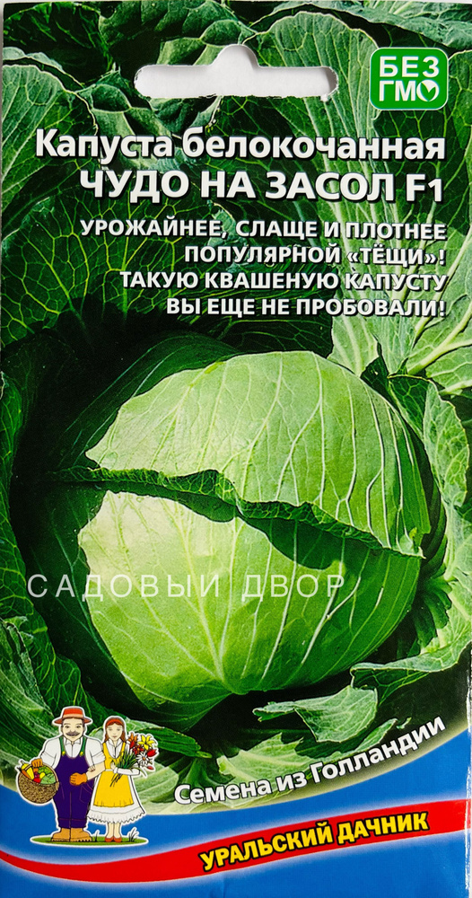Капуста белокочанная Чудо на Засол F1, 1 пакет, семена 0,3 гр, Уральский Дачник  #1