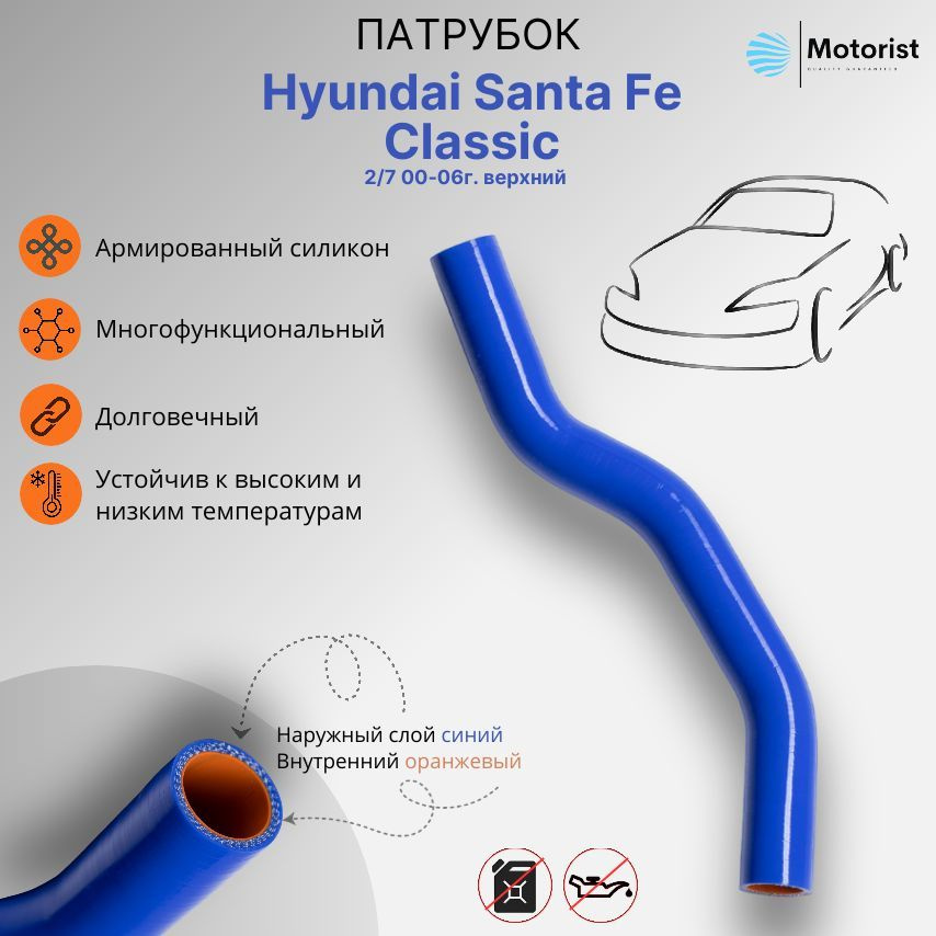 Motorist Патрубок охлаждения, 490 мм, арт. Hyundai Santa Fe Classic #1