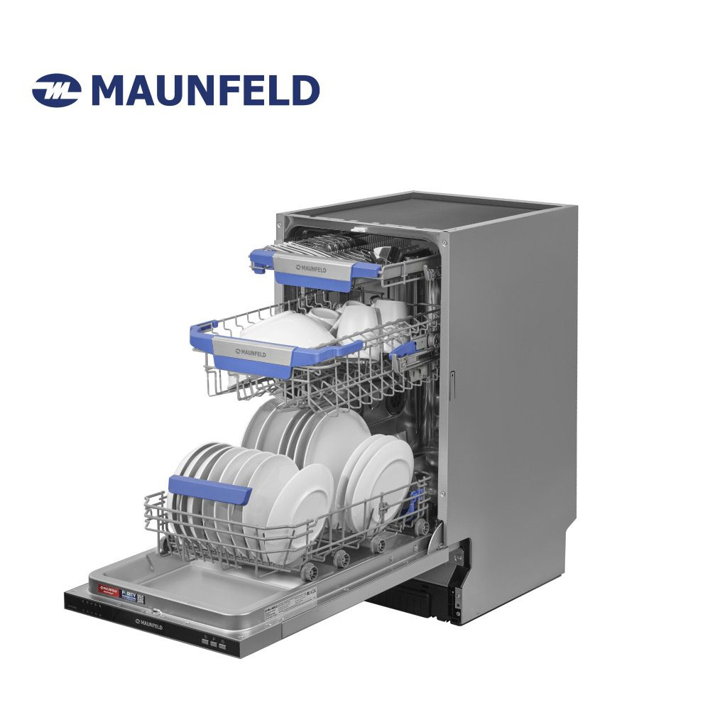 Посудомоечная машина MAUNFELD MLP-083I встраиваемая узкая 45 см, 10 комплектов, 5 программ, 3 корзины, #1