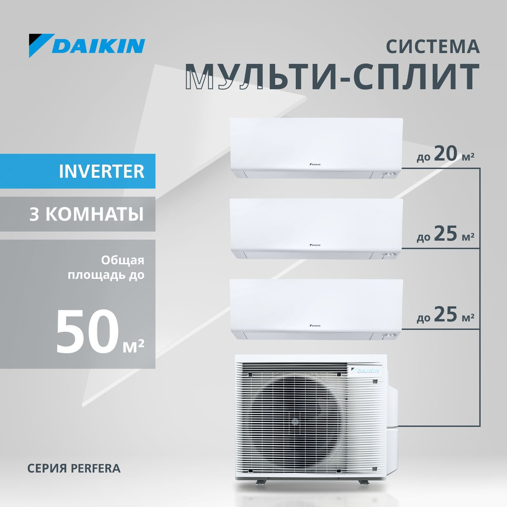 Мульти сплит-система инвертор для 3-х комнат DAIKIN 3MXM52A/FTXM20A*1/FTXM25A*2  #1