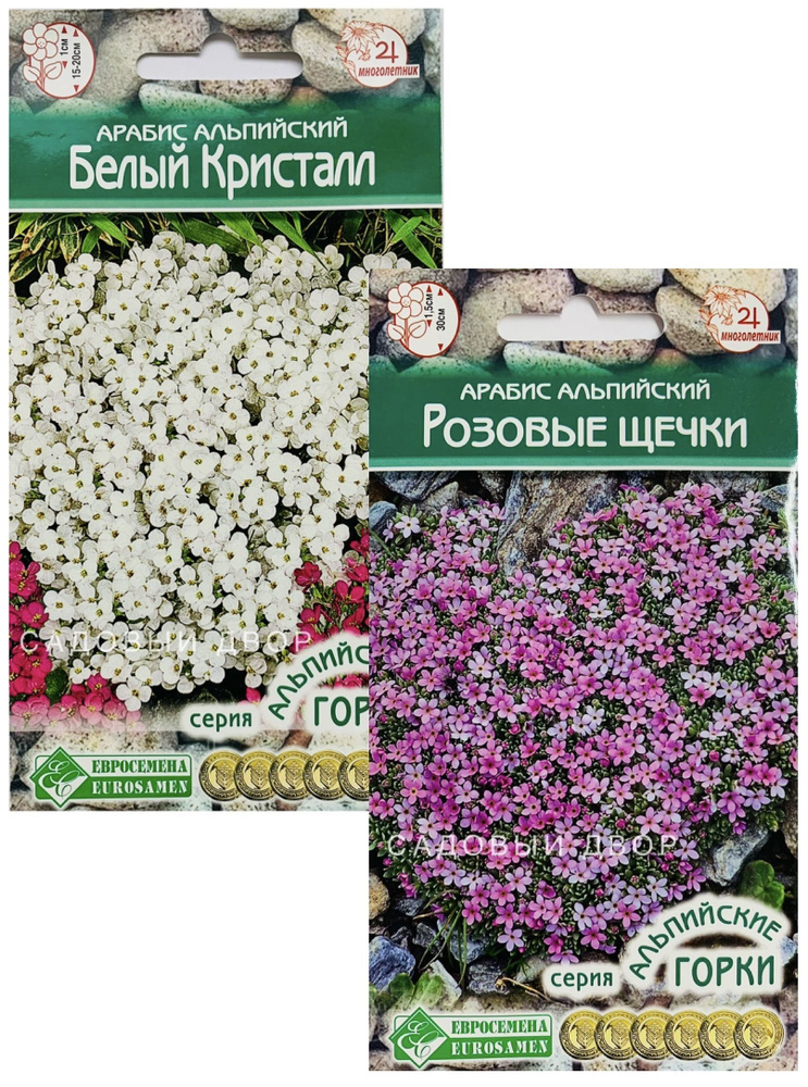 Арабис альпийский набор Нежность, 2 пакета, семена 0,1 гр, Евросемена  #1