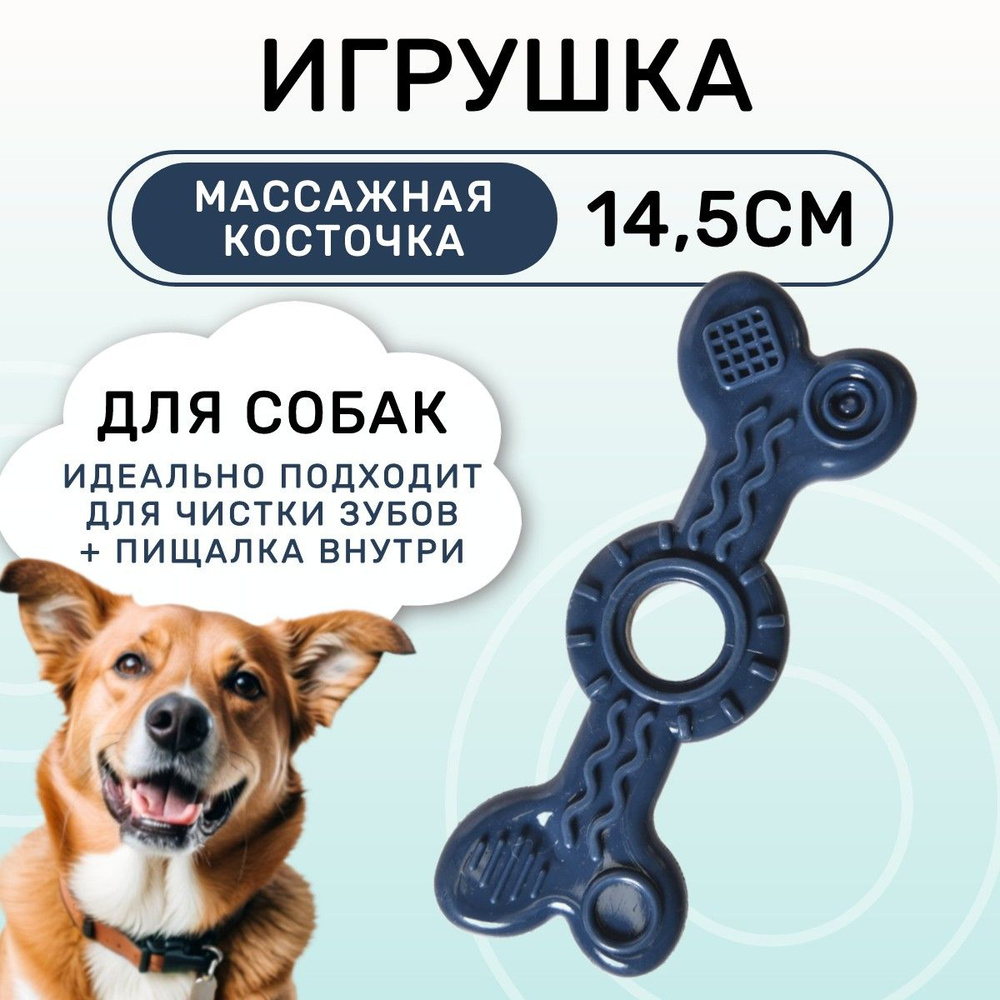 Игрушка для собак FOXIE Smart Кость массажная 5*14.5см синяя #1