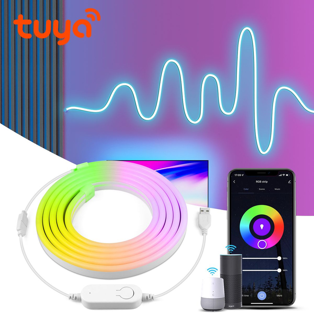 Умная светодиодная лента tuya умный rgb неоновый свет полосы, Светодиодная, 3 шт.  #1