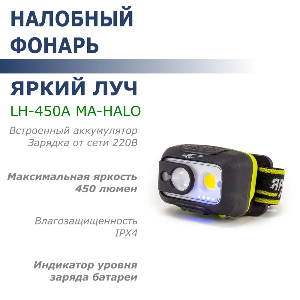 Фонарь налобный LED Яркий Луч LH-450A MA-HALO COB #1