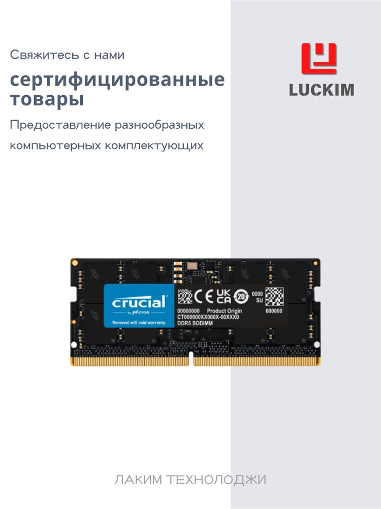 Модуль оперативной памяти Crucial 16 ГБ DDR5 PC44800 5600 MHz CL