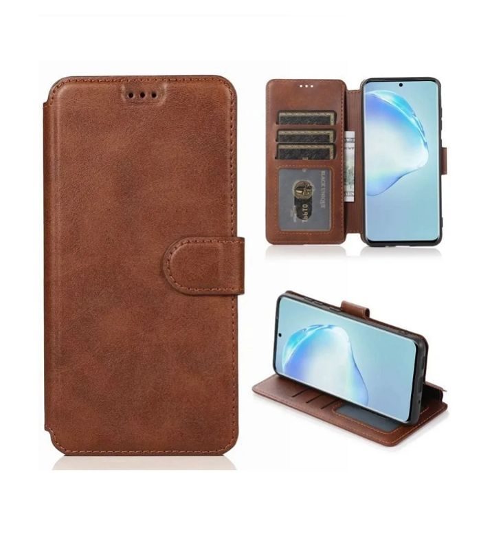 Чехол книжка для Samsung Galaxy A52 кожаный коричневый с магнитной застежкой / flip чехол с функцией #1