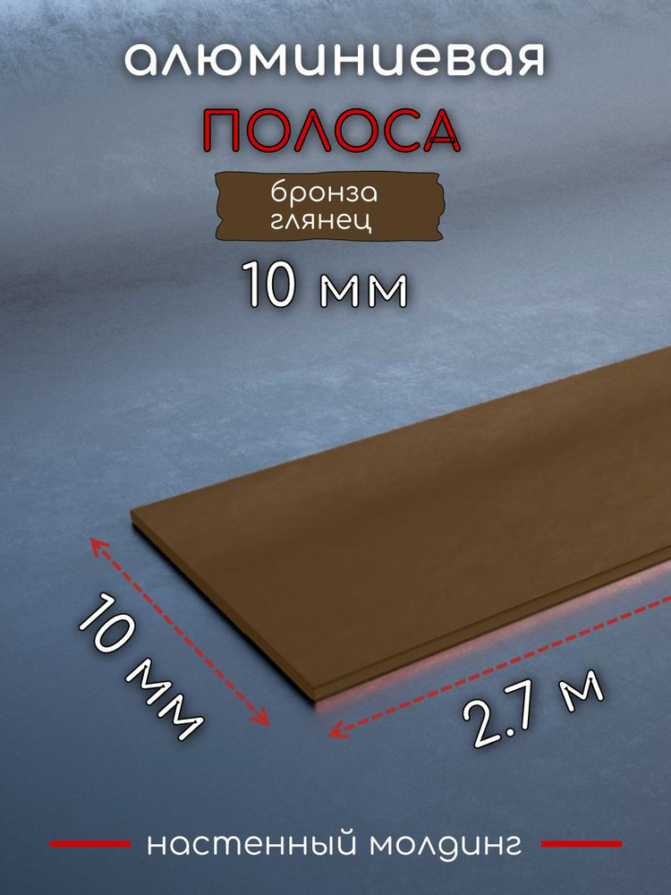 Алюминиевая полоса декоративный молдинг DIELE 10х1,5 мм бронза/глянец длина 2,7м. #1