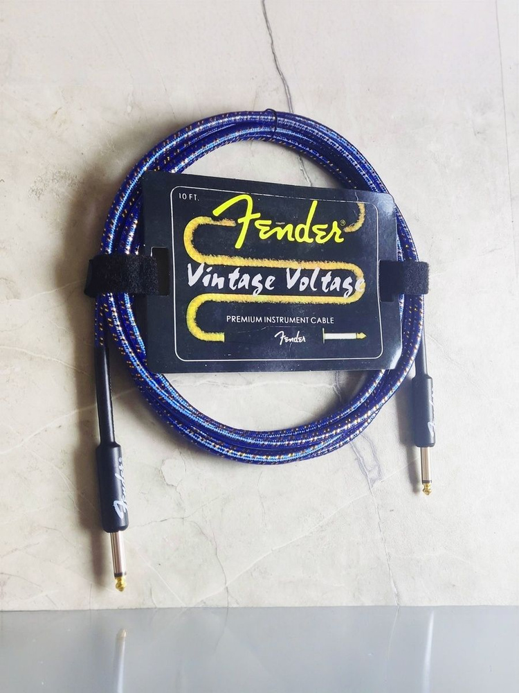 Премиум гитарный кабель ярко синий 3 метра 6.3 jack Fender Vintage Voltage, шнур для для электрогитары, #1