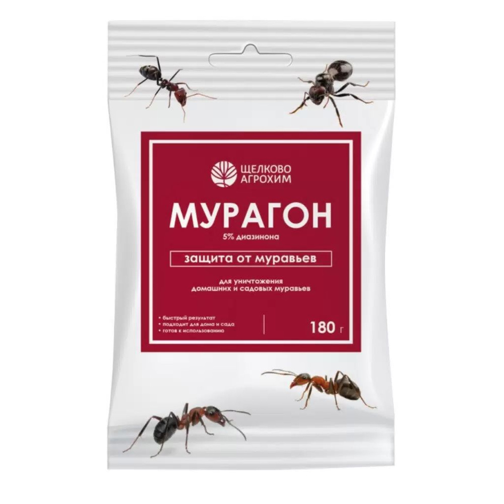 Инсектицид Щелково Агрохим Мурагон порошок 180 г для уничтожения муравьёв на участке и в доме #1