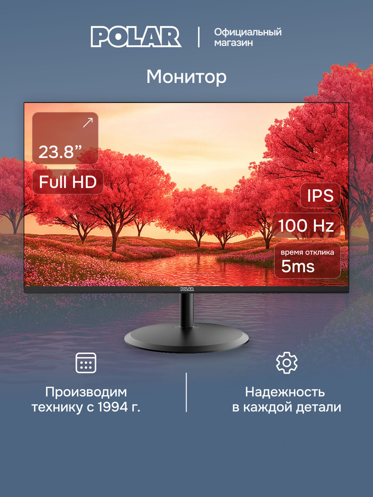 Polar 23.8" Монитор P24F11M (00-00020119), IPS, 1920x1080 Full HD, 100 Гц, черный #1