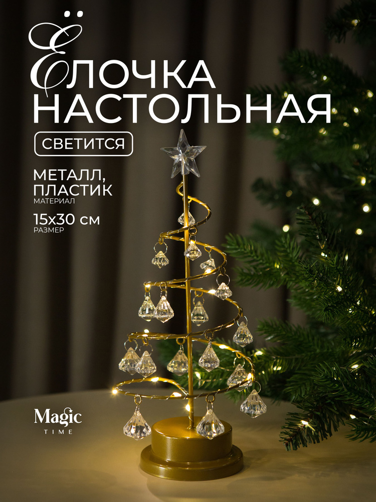 Елка настольная новогодняя с подсветкой 15х30 см Magic Time #1