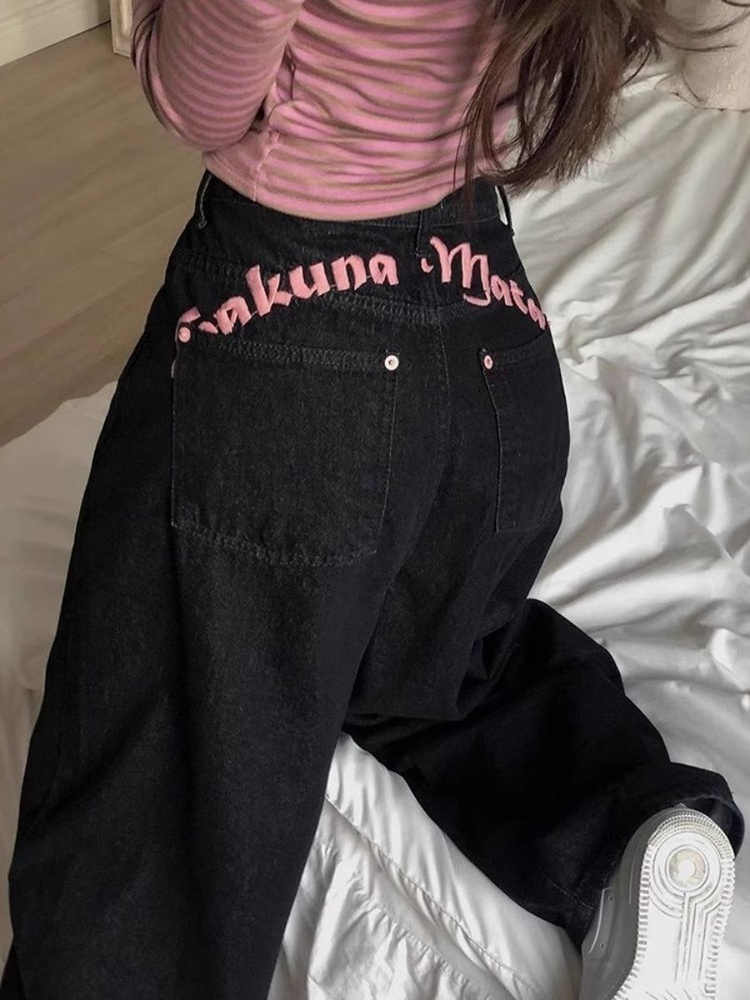 Джинсы широкие baggy Sakura корейский стиль y2k #1