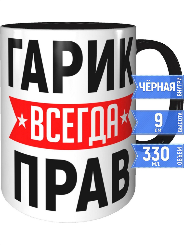 Кружка Гарик всегда прав - с черной ручкой и черная внутри #1