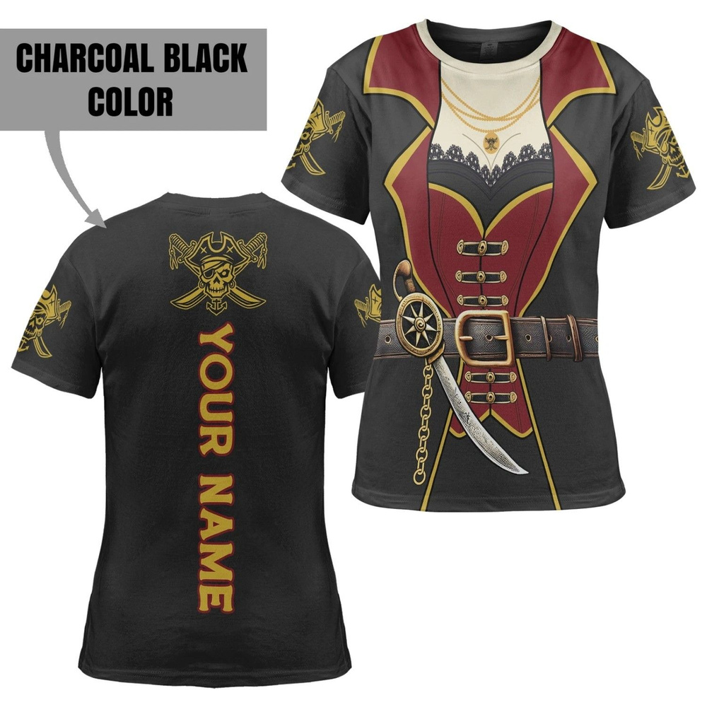 Футболка Футболка Personalized Pirate Costume Shirt 3D, Funny Halloween T-Shirt for Men Women2 1 шт #1