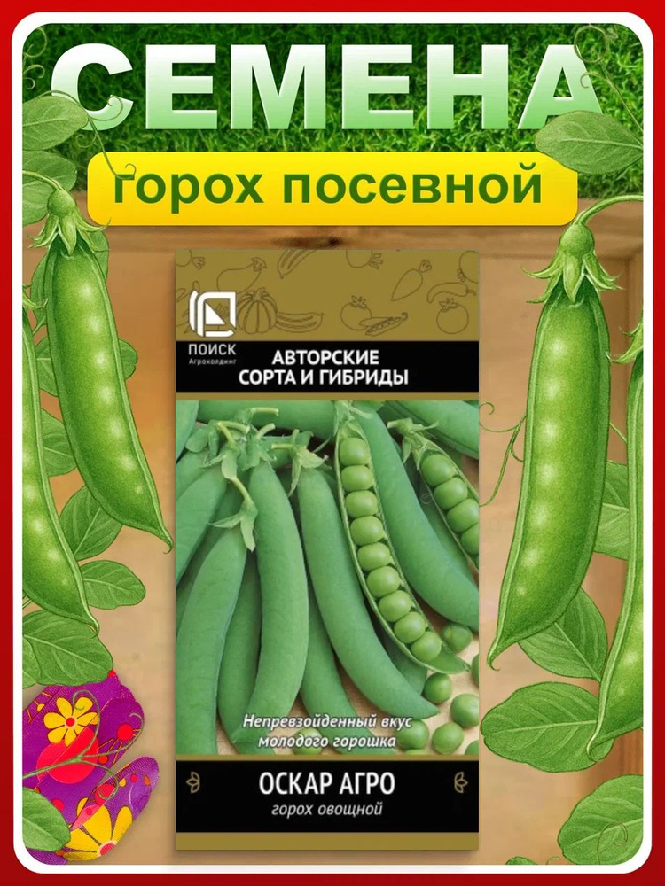 Семена Горох овощной "Оскар агро" 10 гр, для дома, дачи и огорода, на грядку, в открытый грунт, из семян. #1