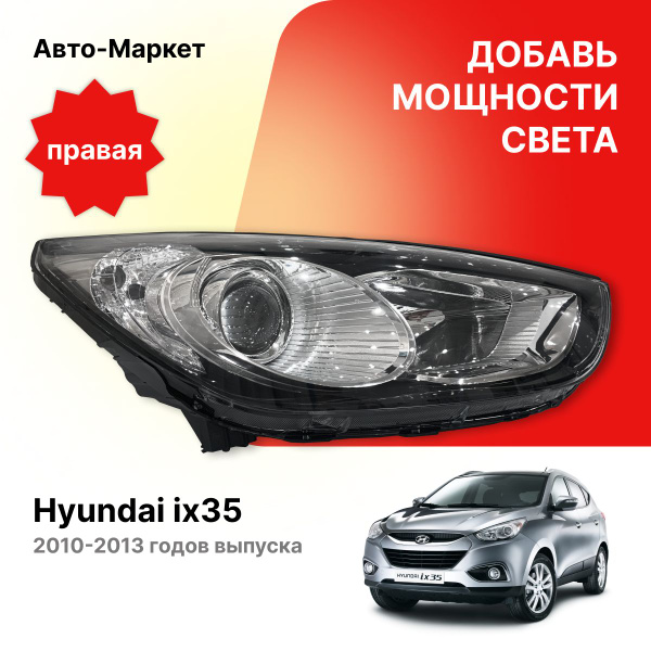 Фара Hyundai ix35 09-13 (Справа/ Галоген/ Ручная регулировка)