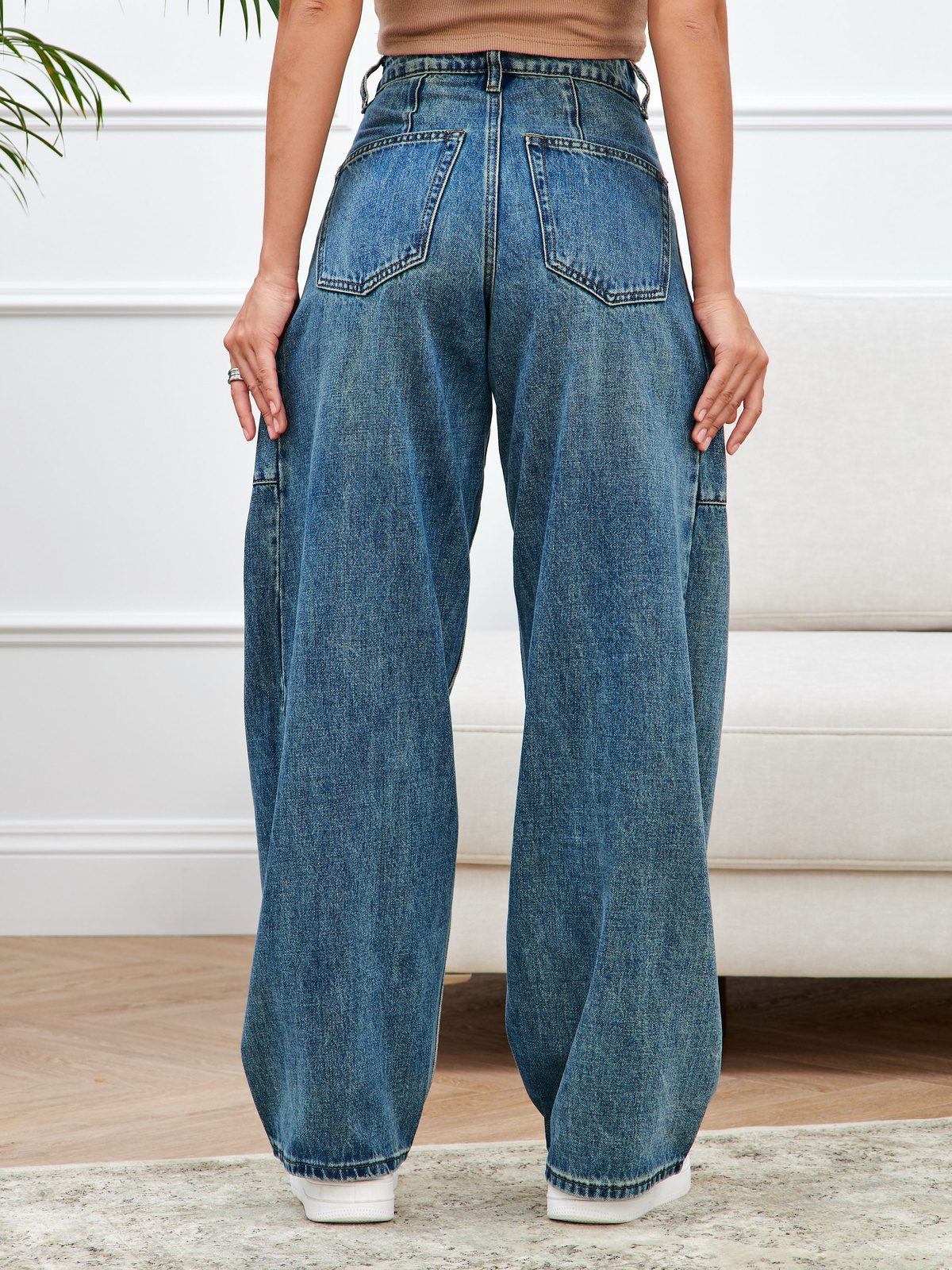 Джинсы Женский LOOK OF YOUNG светло-синий багги, широкие Джинс, Деним ...