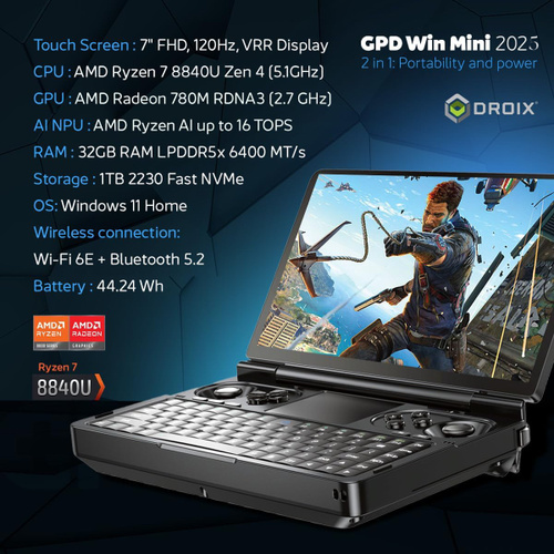 Игровой ноутбук GPD, 7, WIN MINI 8840 Yuanyuan E-commerce, AMD