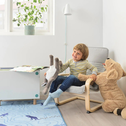 Детское кресло ПОЭНГ ИКЕА / POANG IKEA, березовый шпон/серый