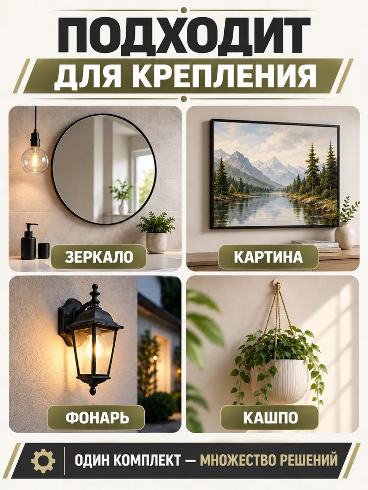 Крюк-шуруп 6х60 с дюбелем г-образный крепления для зеркал 4 штук крепление для полок, 6x60, фото 5