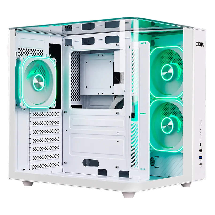 CBR Корпус ATX Cube X860WT, без БП, 1*USB Type-C, 1*USB 3.0, 1*USB 2.0, HD Audio+Mic, 3*fans, White PCC-ATX-X860WT-WPSU, белый