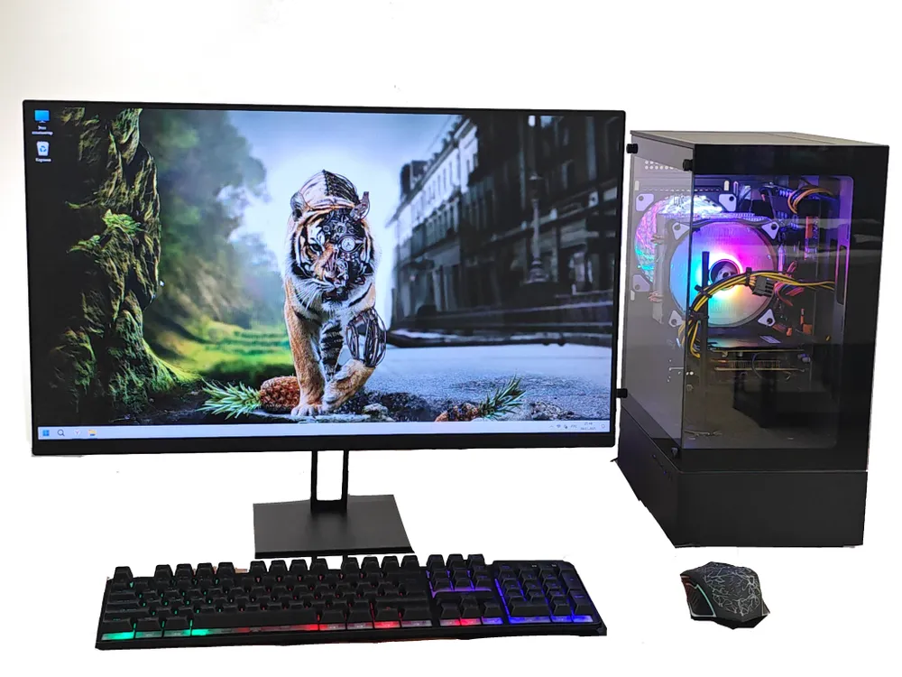 Компьютерс 27" Комплект с системным блоком Для игр и учебы с монитором 27"RAM 16 ГБ, SSD 1024 ГБ, AMD Radeon RX 580 (8 Гб), Windows 11 Pro), черный, Русская раскладка, 16 ГБ, 500 ГБ, фото 2
