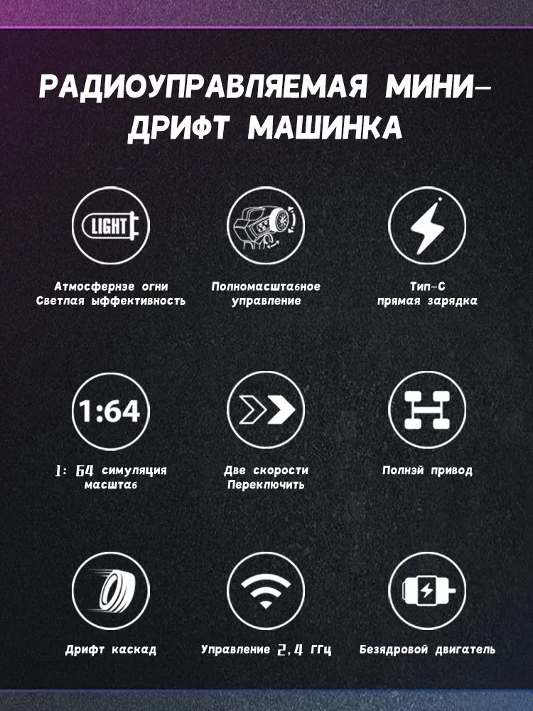 машинка на пульте управления для мальчика/Полноприводная машинка на радиоуправлении 1:64 с системой ESP: 4WD для профессионального дрифта/подарок мальчику 8 лет, вариант, фото 3