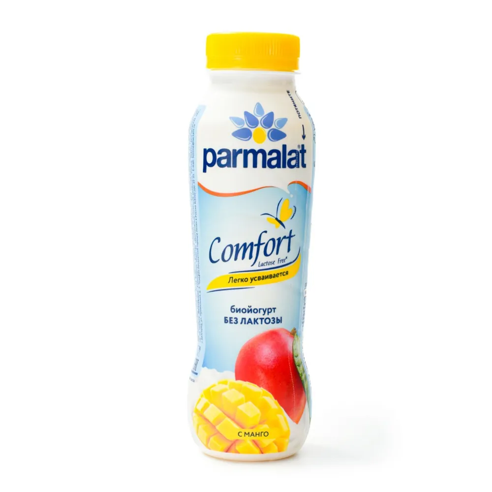 Биойогурт питьевой Манго 290 г, Parmalat Comfort, безлактозный, 290 г