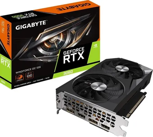 Gigabyte Видеокарта GeForce RTX 3060 12 ГБ (GV-N3060WF2OC-12GD 2.0)