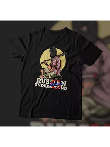 Футболка Russian андеграунд с принтом парень с битой