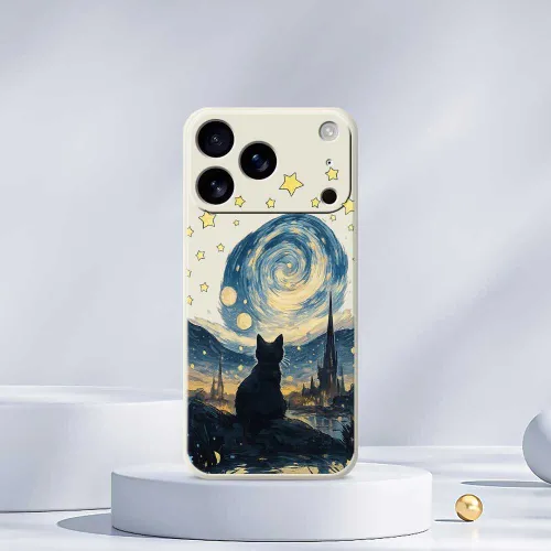 Мягкая оболочка из ТПУ "Звездный кот" защищает телефон от царапин и подходит для iPhone 17 Pro