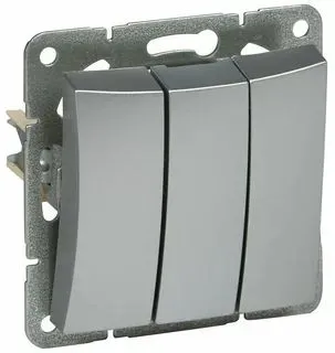 Дуэт Серебро Выключатель 3-клавишный