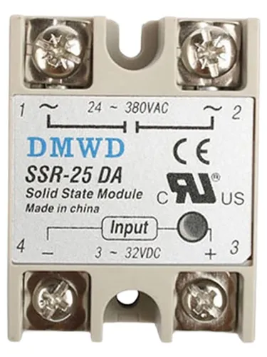 SSR-25DA Твердотельное реле, 25A Однофазный модуль SSR 25DA DC-AC 3-32V 12V DC до 24-380V 220V AC -1