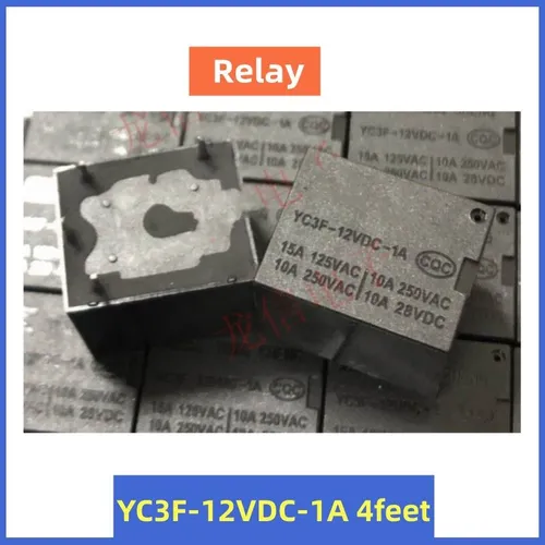 3pcs Реле YC3F-12VDC-1A, 4 вывода, 12В DC, 10А 250В, миниатюрное (для чайников, СВЧ)