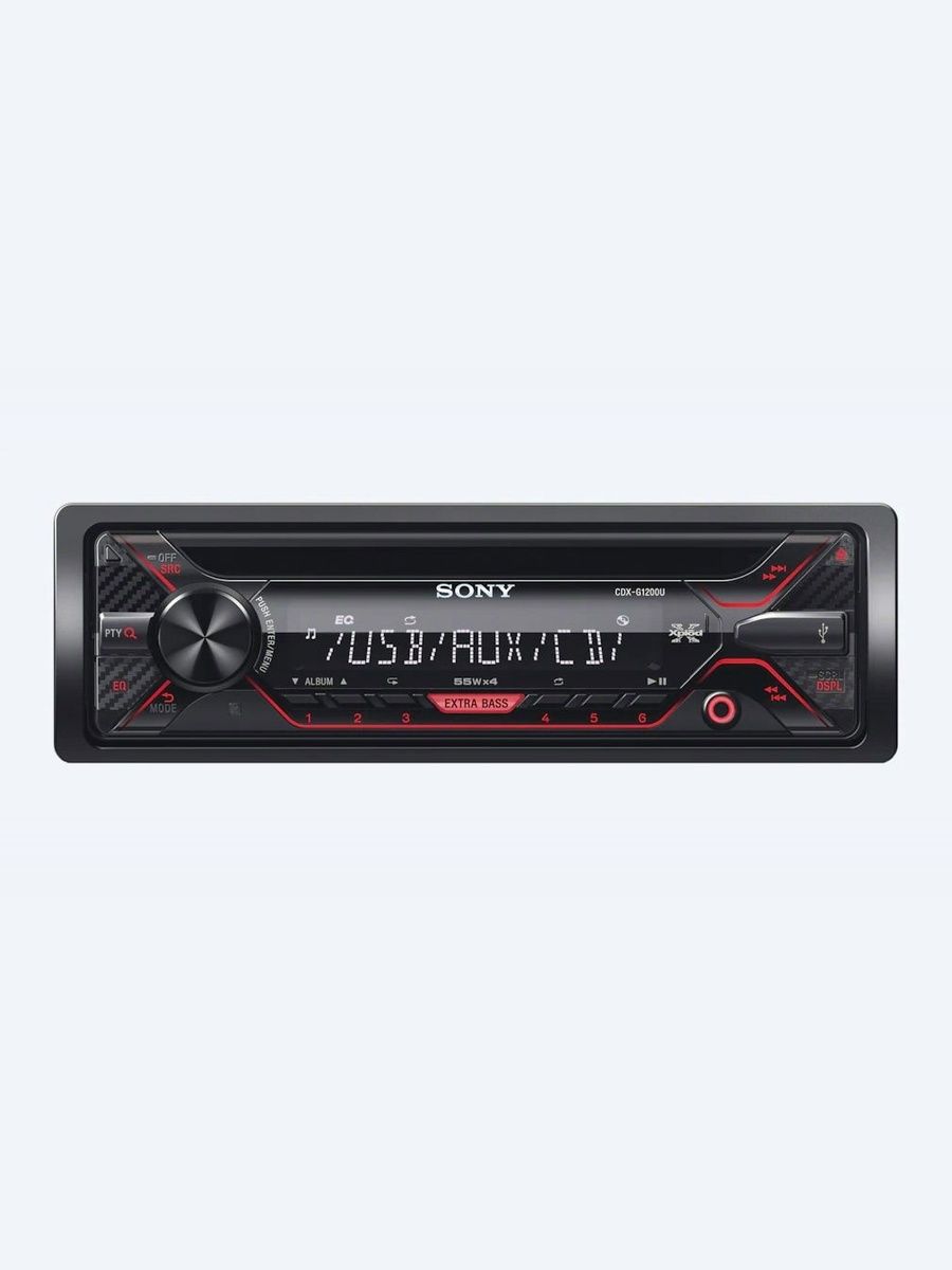 SONY Проигрыватель CDX-G1200U 4х55Вт, цвет подсветки: желтый + красный + зеленый