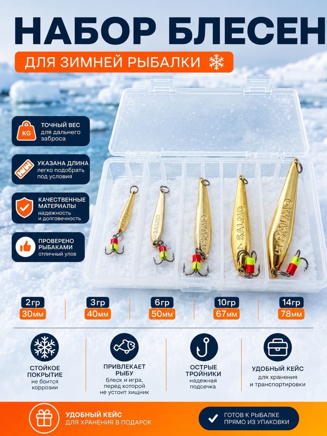 Набор блесен для зимней рыбалки на судака, щуку