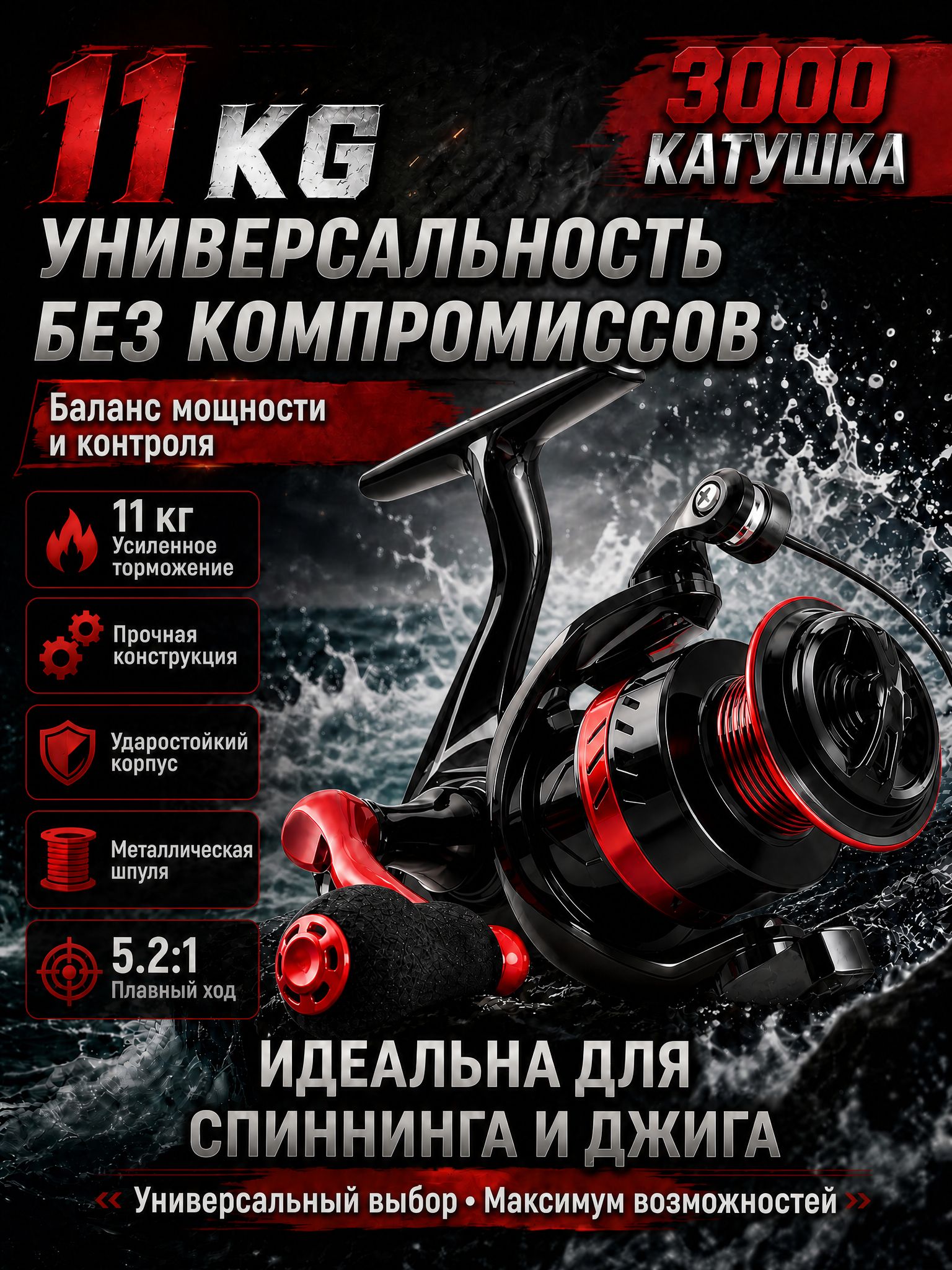 Катушкарыболовнаябезынерционная3000дляспиннингаифидера,щукасудакокунь,правая/леваярука