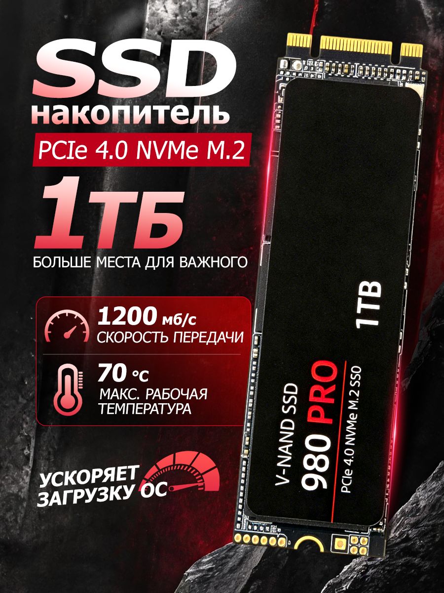 1 ТБ Внутренний SSD-диск , M.2, PCI-E 4.0 (M.2 PCI-E 3.0  NGFF-2280)