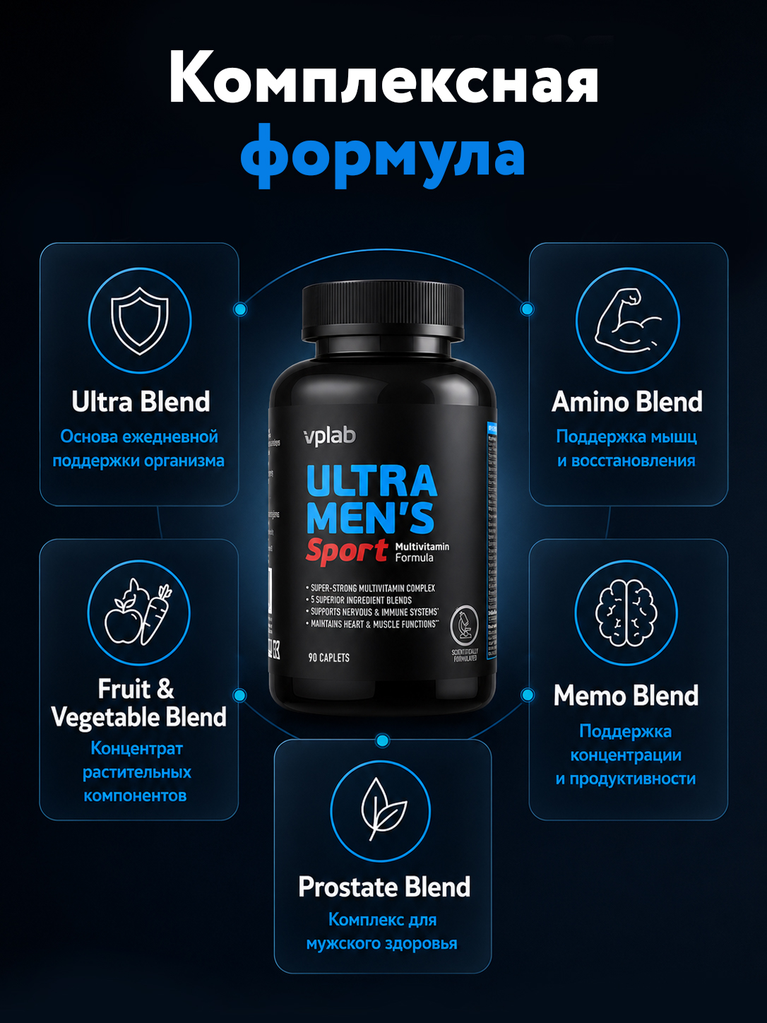 Vplab, Ultra Men's Sport, 90 caplets