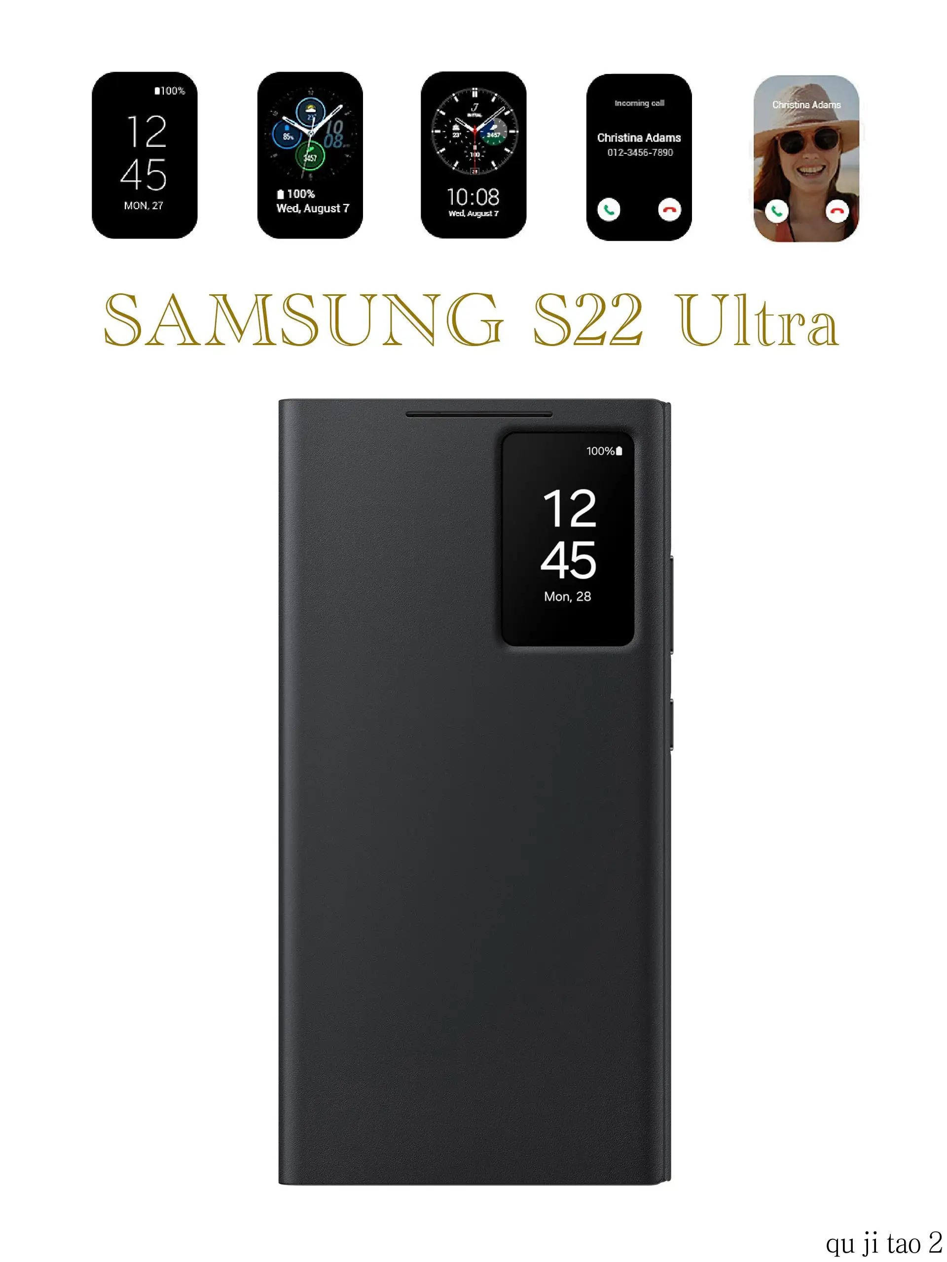 智能手机壳 用于 Samsung Galaxy S22 Ultra, 聚碳酸酯, 黑色