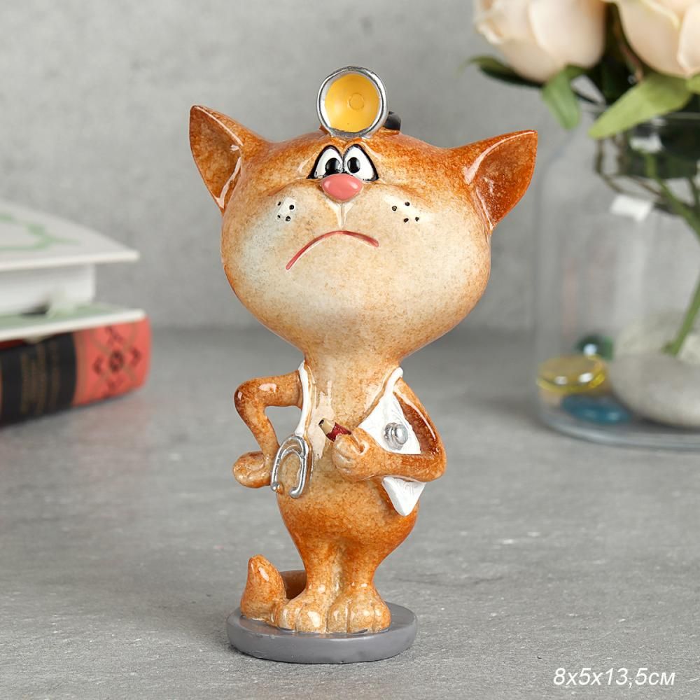 Статуэтка Кот врач, полистоун, 8 х 5 х 13,5 см