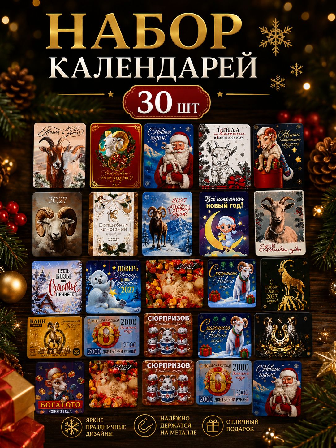 Календарь карманный "Новогодний" МИКС из 30