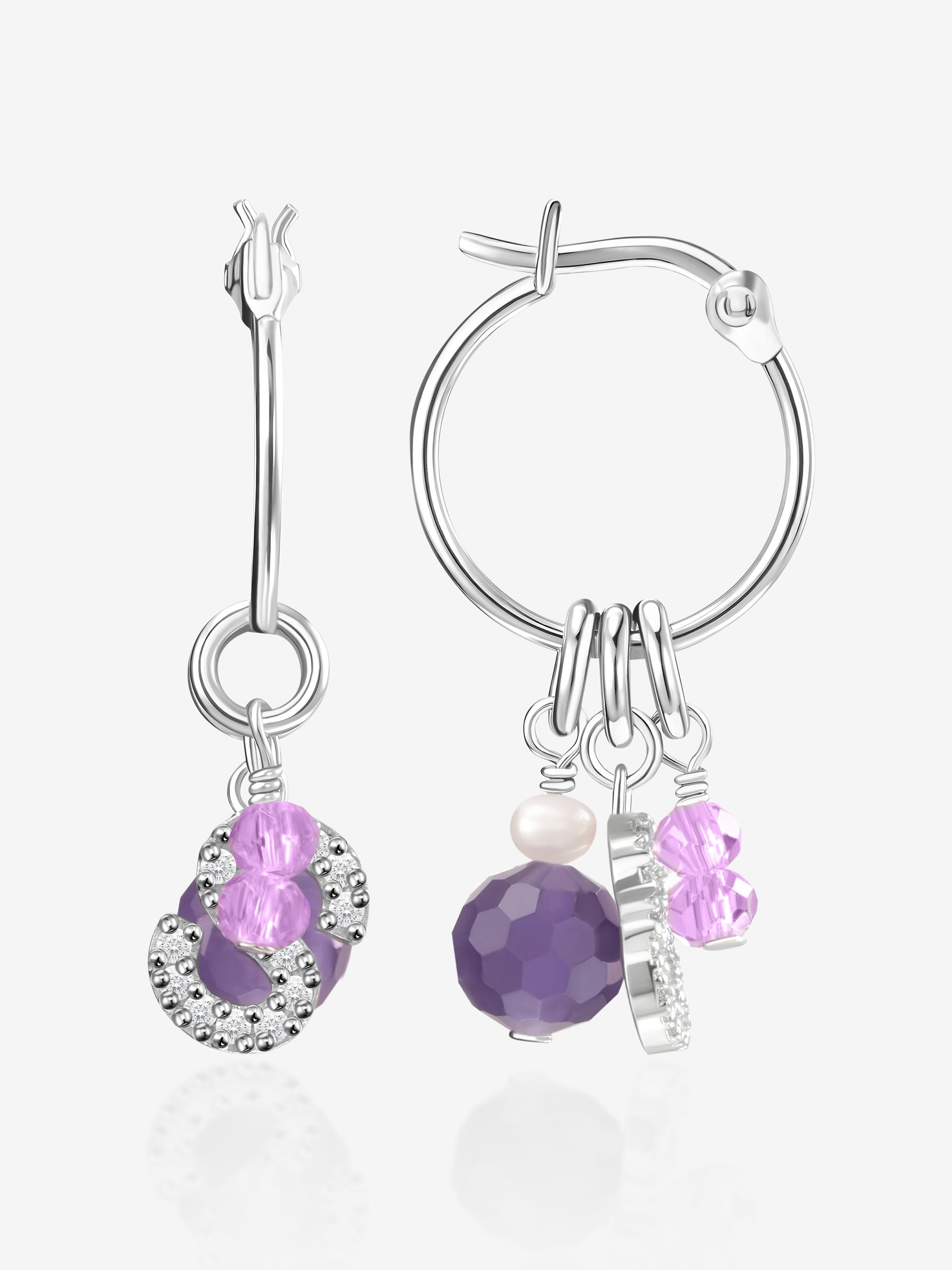 Серьги конго серебряные 925 с подвесками
