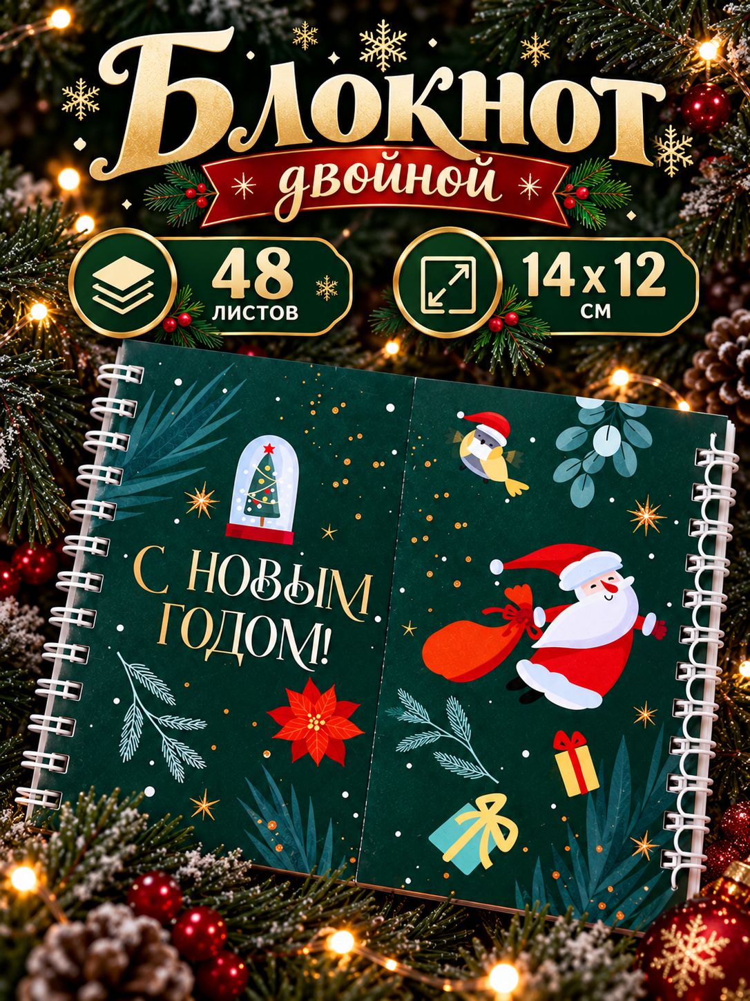 Блокнот новогодний подарочный 48 листов в подарок на новый год