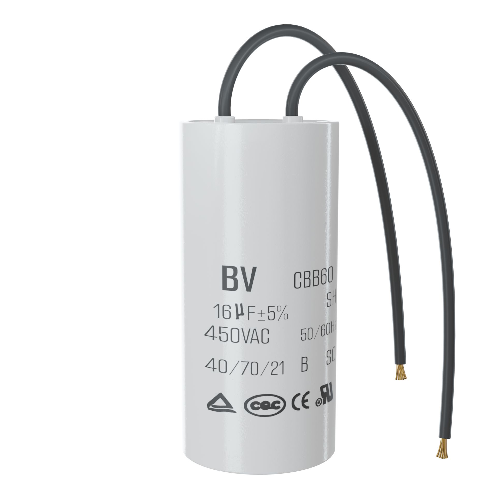 Конденсатор пусковой, рабочий CBB60 16мкФ 450V с проводом BV - купить с ...