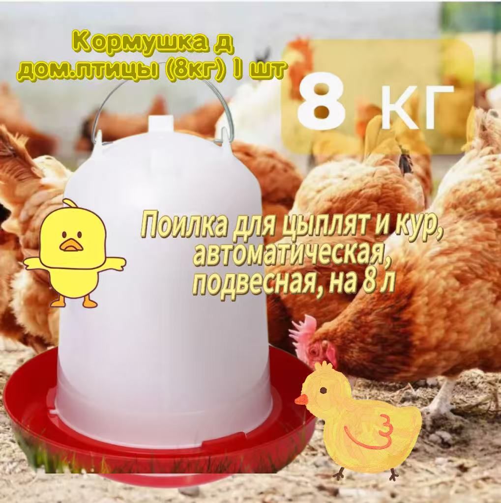 Поилкадляцыплятикур,автоматическая,подвесная,на8л
