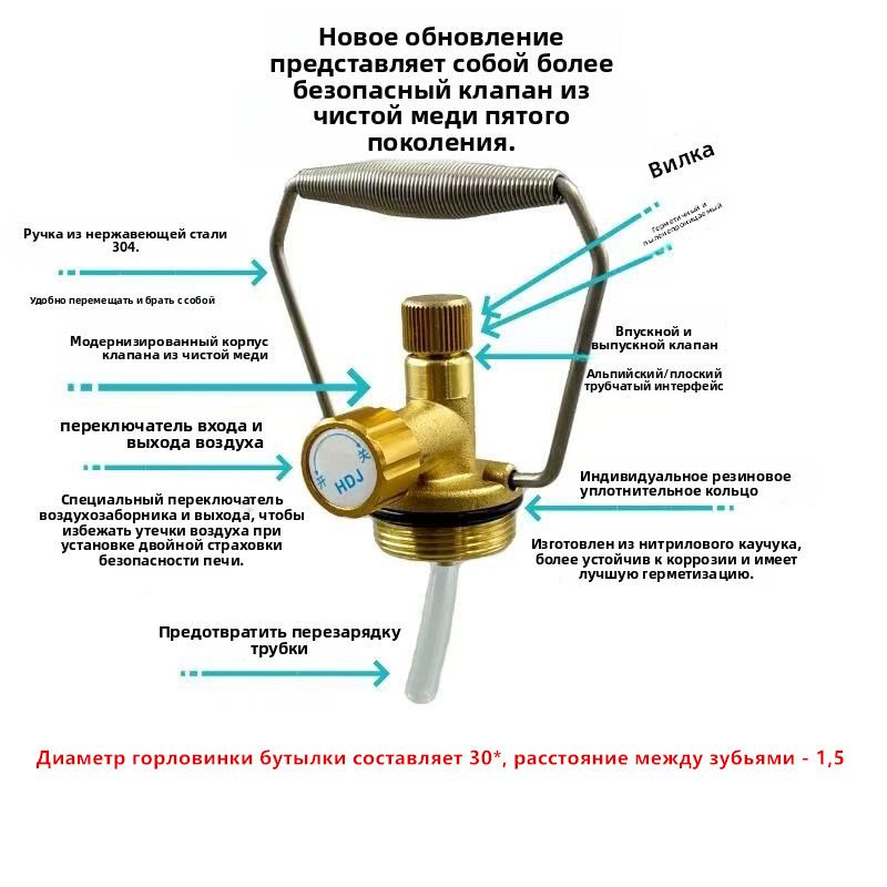 Клапанбаллона(Диаметргорловинкибутылкисоставляет30)